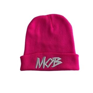 Hot Pink “MOB” Embroidered Cuffed Beanie